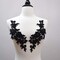 2 PieceS Black Beaded Mirrored Flower Applique for Dress Neckline Gown Dance Costume